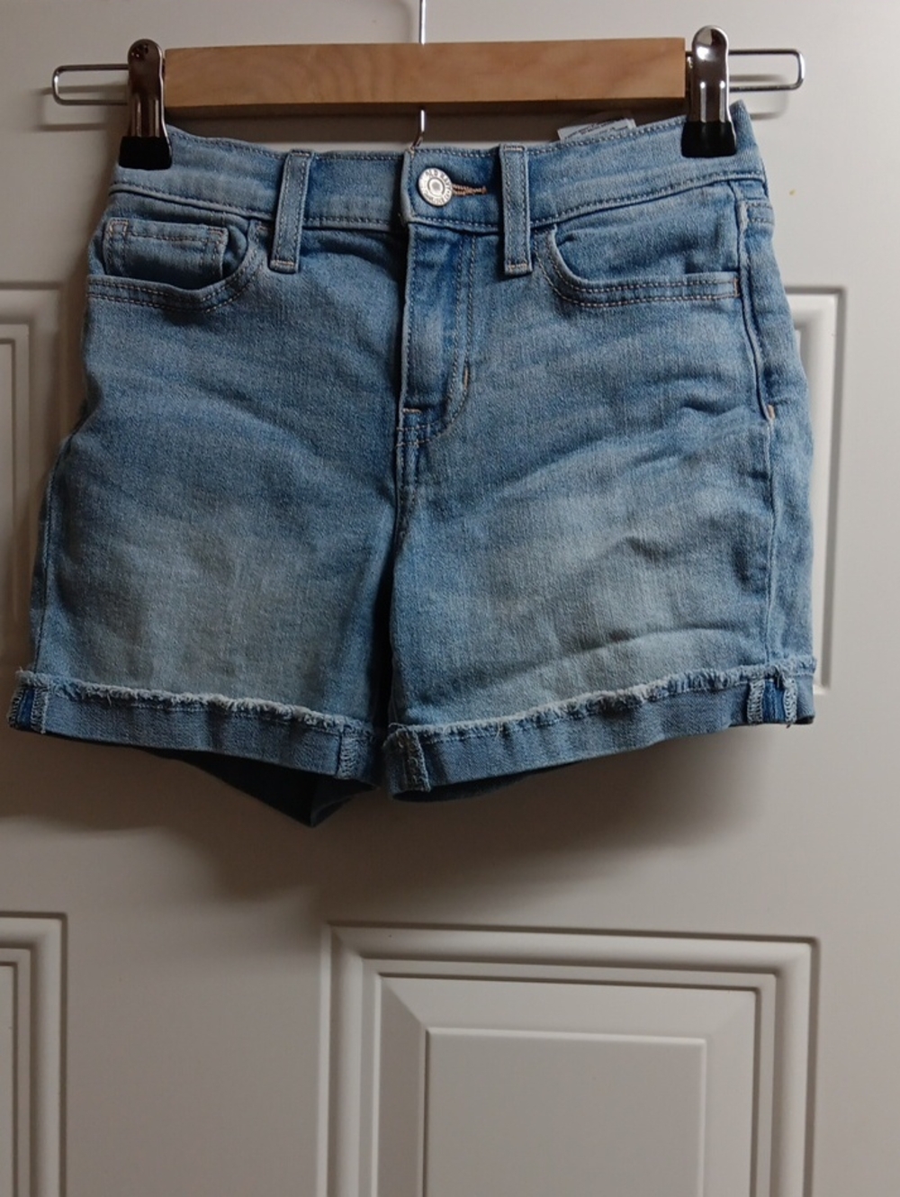 Old Navy Light Blue Denim Girl's Jean Shorts with Frayed Hem